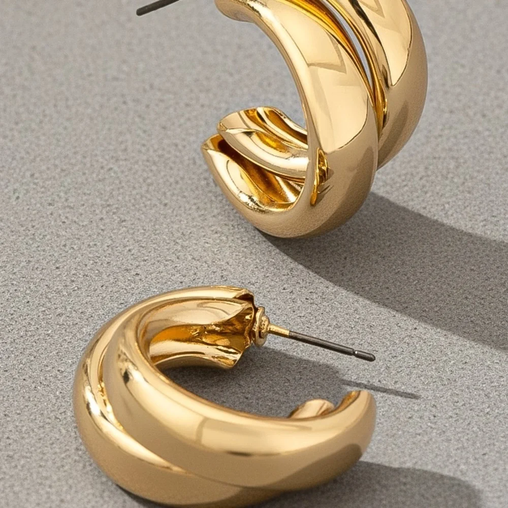 Gold Double Layer Hoop Earrings (5020)